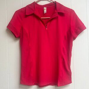 Lolë Hot Pink Collared Polo Style Short Sleeve Activewear Top Size Small